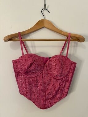 Windsor Hot Pink Rhinestone Bustier Top
